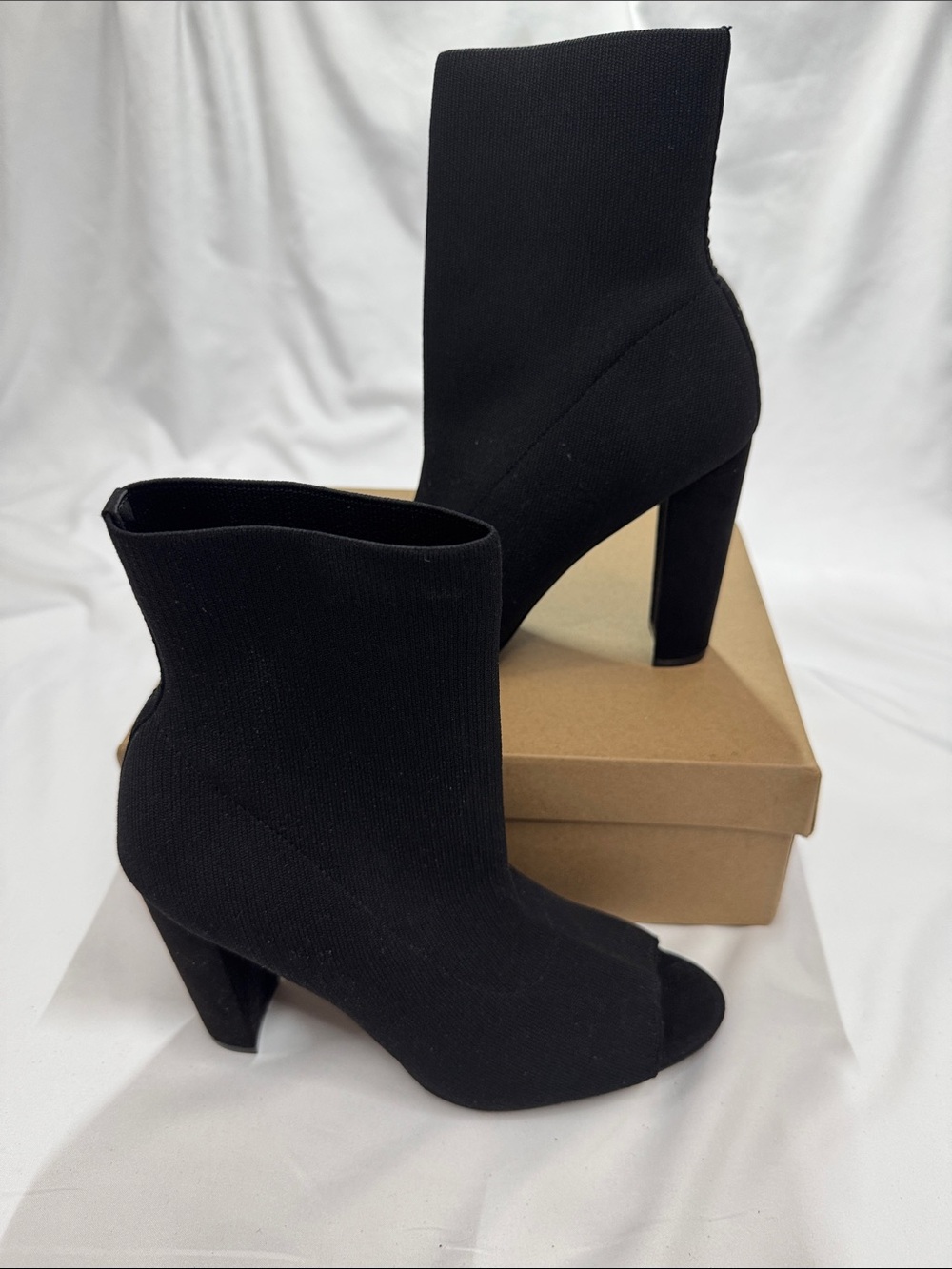 New Peep Toe Block Heel Ankle Booties 7.5